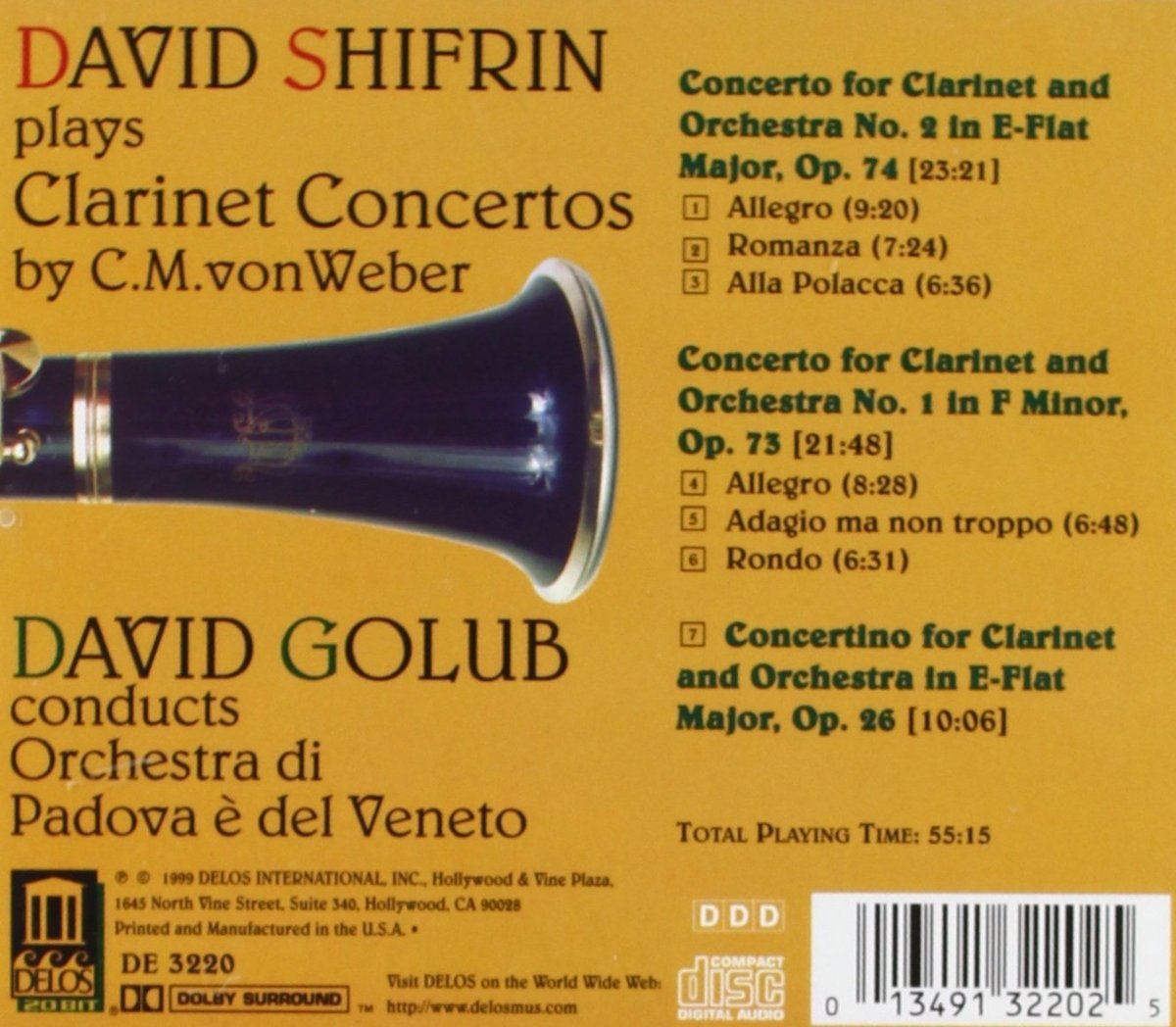 David Shifrin 베버: 클라리넷 협주곡 (Weber: Clarinet Concertos Op.74, Op.73, Op.26) 