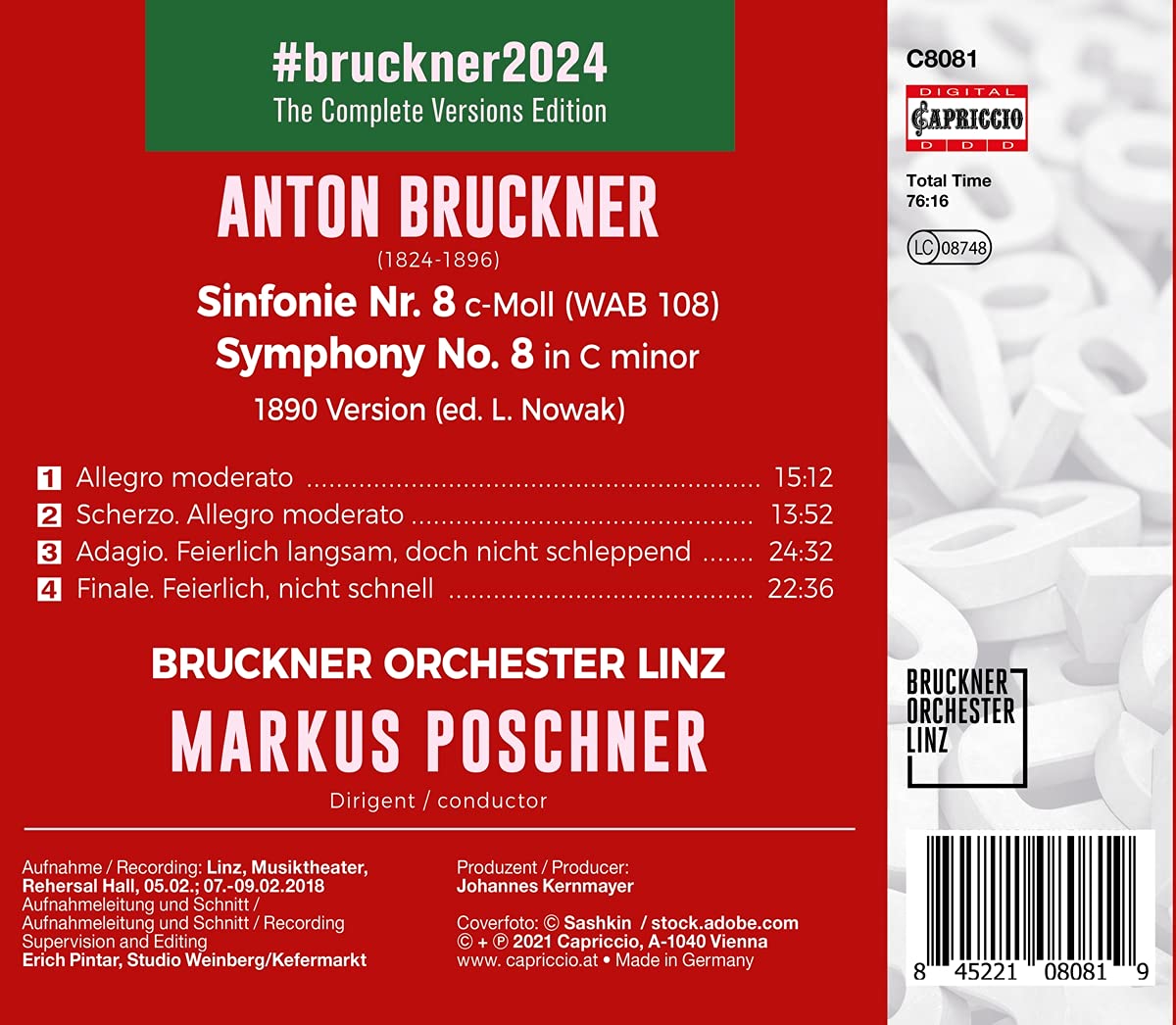 Markus Poschner 브루크너: 교향곡 8번 (Bruckner: Symphony in C minor - 1890 Version)