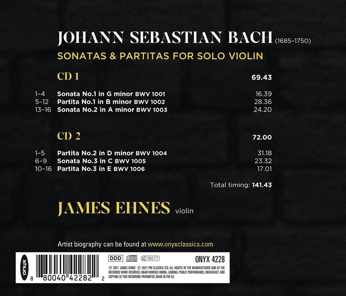 James Ehnes 바흐: 바이올린 독주를 위한 소나타와 파르티타 (Bach: Sonatas and Partitas for Solo Violin BWV1001-BWV1006) 