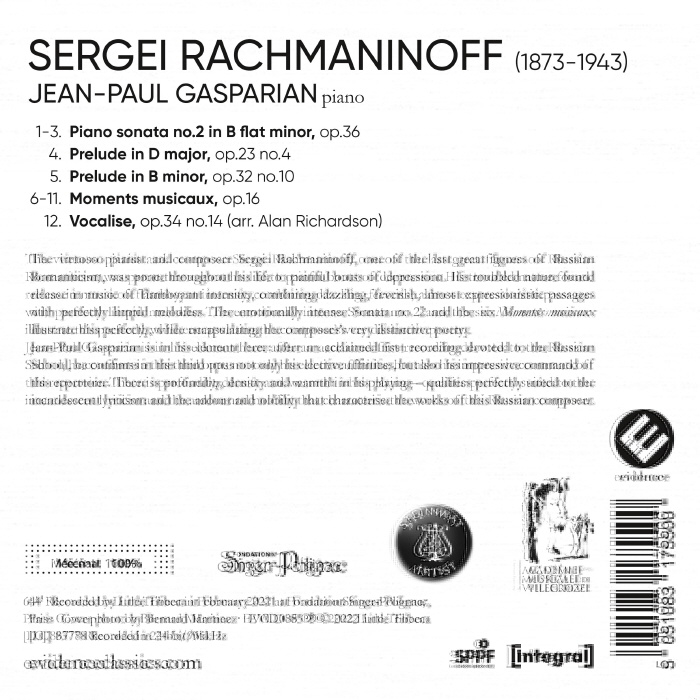 Jean-Paul Gasparian 라흐마니노프: 피아노 소나타 2번, 전주곡 외 - 장-폴 가스파리안 (Rachmaninov: Piano Sonata Op.36, Preludes Op.23 No.4, Op.32 No.10) 