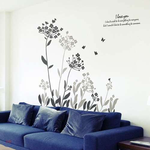 봄날 (꽃줄기 9개) (반제품L타입) 그래픽스티커 포인트 시트지 스티커벽지