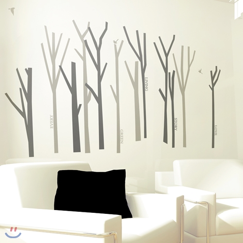 나무숲 (나무 12그루) (완제품S타입) 그래픽스티커 포인트 시트지 스티커벽지