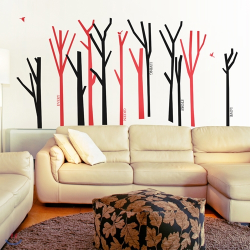 나무숲 (나무 12그루) (완제품L타입) 그래픽스티커 포인트 시트지 스티커벽지