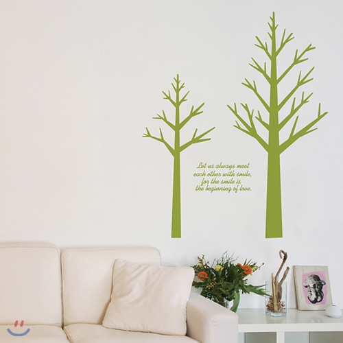 트리스토리 (나무2그루) (반제품B타입) 그래픽스티커 포인트 시트지 인테리어 스티커