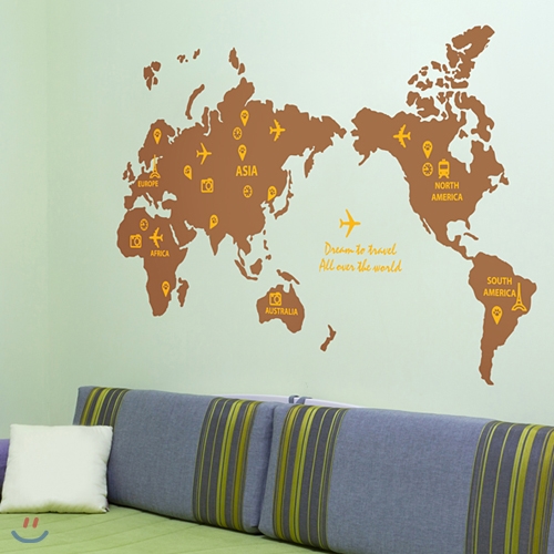 세계지도 (맵) (반제품A타입) 그래픽스티커 포인트 시트지 인테리어 스티커
