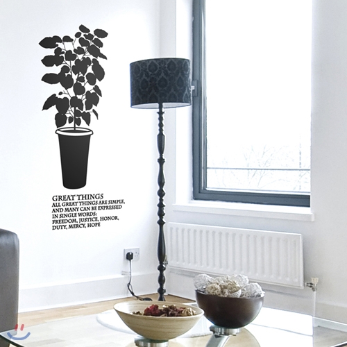 휘카수움베라타(반제품B) - 관엽식물 플라워 데코 키친 전통 그래픽스티커 화장실