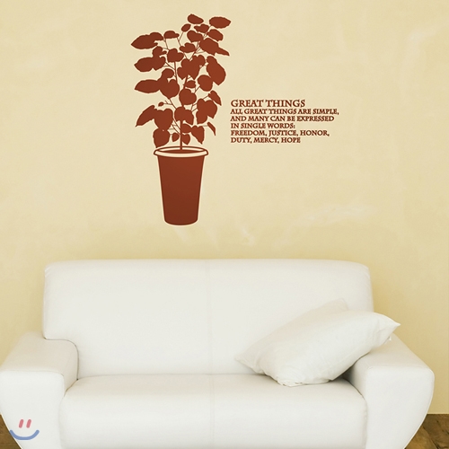 휘카수움베라타(완제품A) - 관엽식물 플라워 데코 키친 전통 그래픽스티커 화장실
