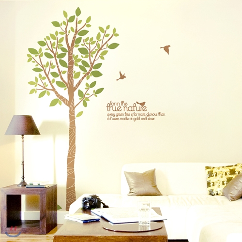 기분좋은날 (나무 1그루) (반제품S타입) 그래픽스티커 포인트 시트지 스티커벽지