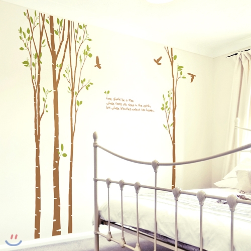 클래식자작나무 (자작나무 4개) (완제품M타입) 그래픽스티커 포인트 시트지 스티커벽지