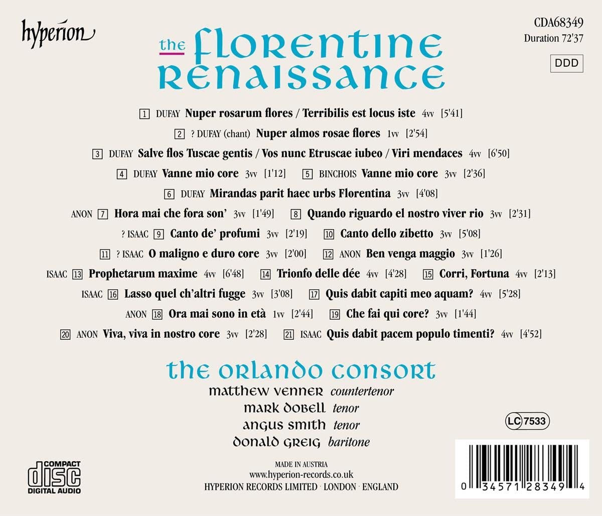 Orlando Consort 뒤파이 / 뱅쇼와 / 이자크 - 피렌체의 르네상스 (Dufay / Binchois / Isaac - The Florentine Renaissance) 