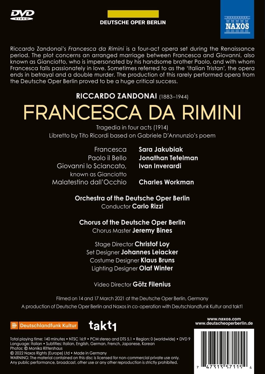 Carlo Rizzi 찬도나이: 오페라 '리미니의 프란체스카' (Zandonai: Francesca da Rimini) 