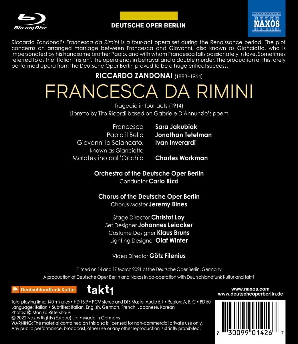 Carlo Rizzi 찬도나이: 오페라 '리미니의 프란체스카' (Zandonai: Francesca da Rimini) 