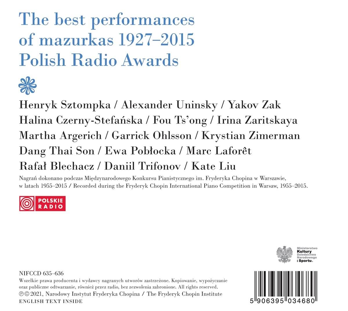 1927-2015 쇼팽 콩쿨 실황 - 마주르카상 수상자들의 연주 모음집 (Chopin: The Best Performances of Mazurkas 1927-2015 - Polish Radio Awards)