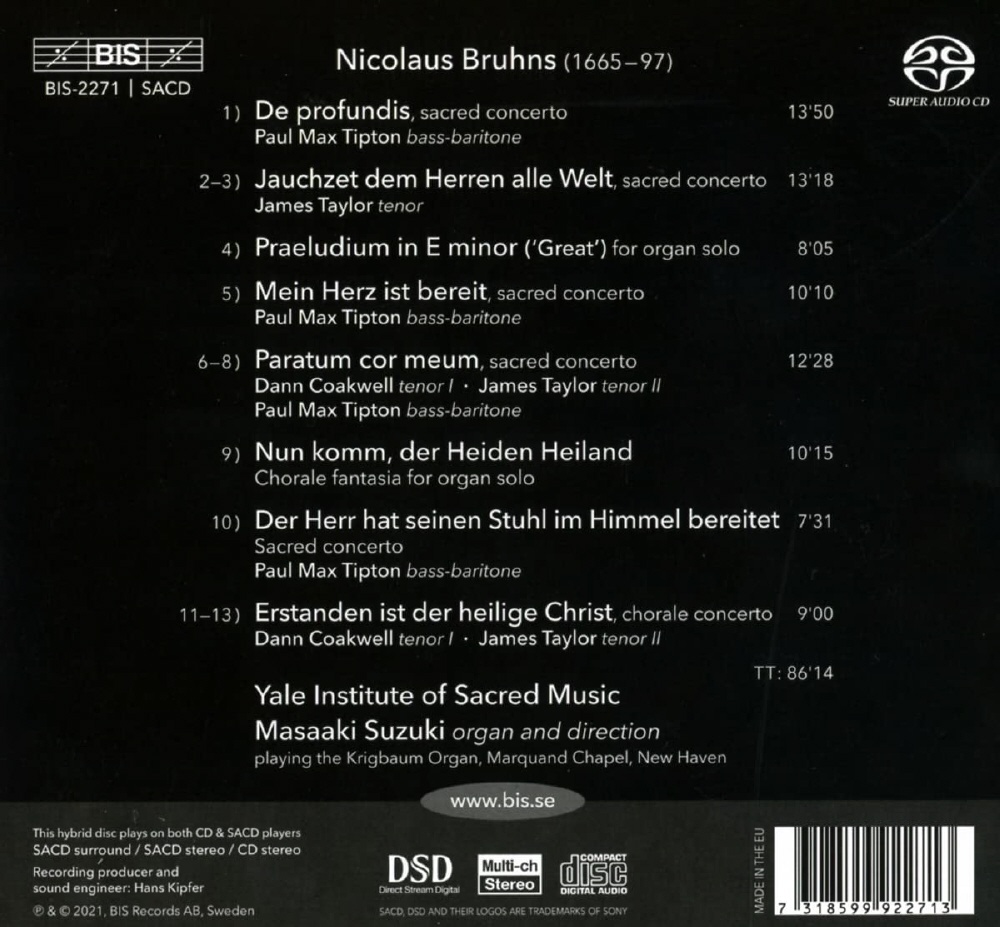 Masaaki Suzuki 니콜라우스 브룬스: 칸타타와 오르간 작품 1집 (Nicolaus Bruhns: Cantatas and Organ Works Vol. 1) 