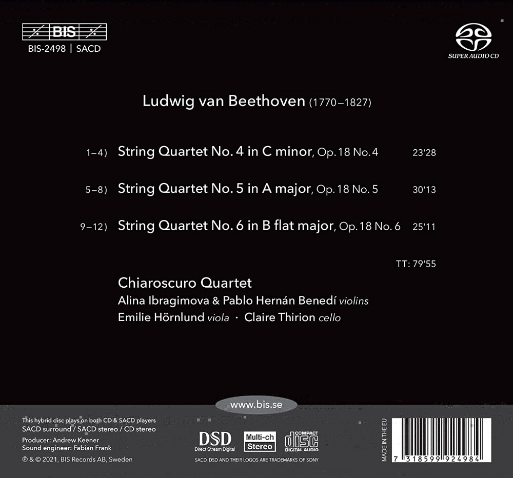 Chiaroscuro Quartet 베토벤: 현악 사중주 4-6번 (Beethoven: String Quartets Op.18 Nos. 4-6) 