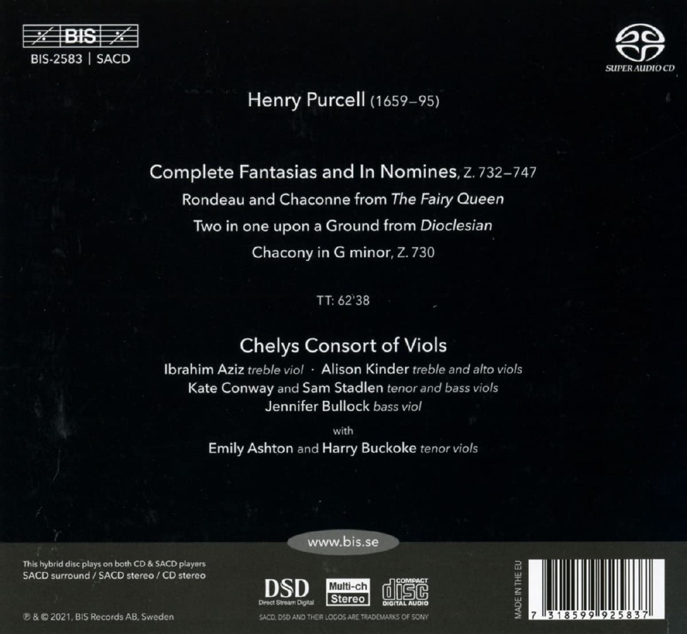 Chelys Consort of Viols 퍼셀: 판타지아, 인 노미네 전집 (Purcell: Complete Fantasias, In Nomines, Z.732-747) 