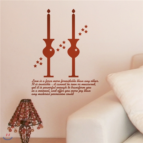 [PI41]촛대두개 (반제품A)- 애정운 그래픽스티커 풍수인테리어 월데코 포인트