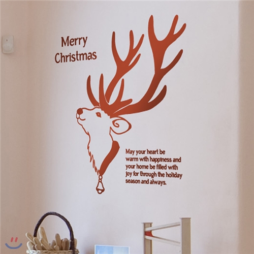 크리스마스사슴 (완제품A)- 크리스마스 루돌프 그래픽스티커 월데코 시트지 포인트