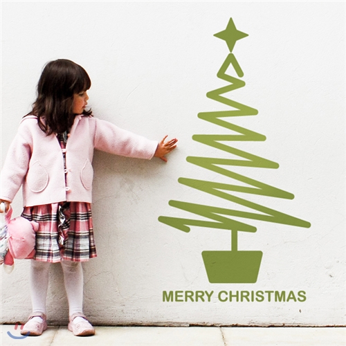 크리스마스켈리트리 (완제품A)- 크리스마스 나무 그래픽스티커 월데코 시트지 포인트