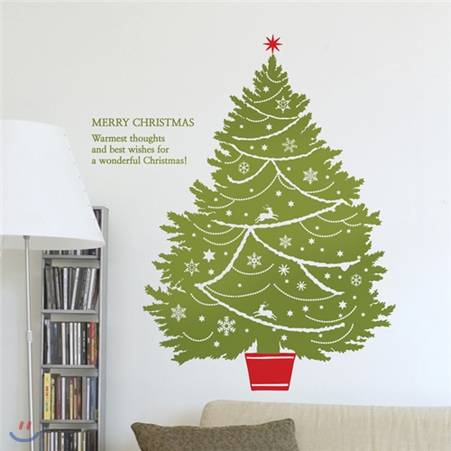 크리스마스트리(3) (완제품A)- 크리스마스 나무 그래픽스티커 월데코 시트지 포인트
