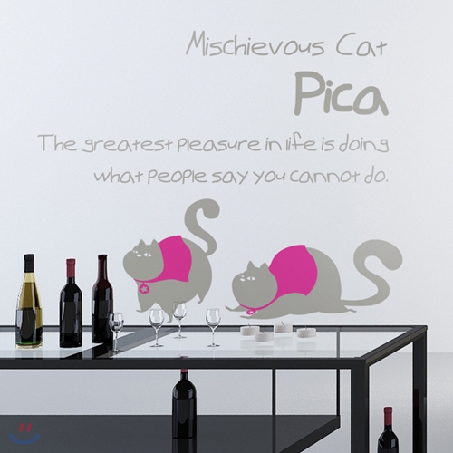 장난꾸러기피카 (고양이4) (반제품A) 그래픽스티커 포인트 시트지 인테리어 스티커