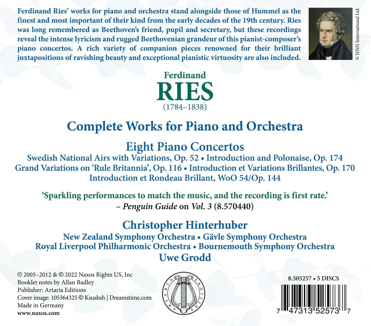 Christopher Hinterhuber 페르디난트 리스: 피아노와 오케스트라를 위한 작품 전곡 (Ferdinand Ries: Complete Works for Piano and Orchestra) 