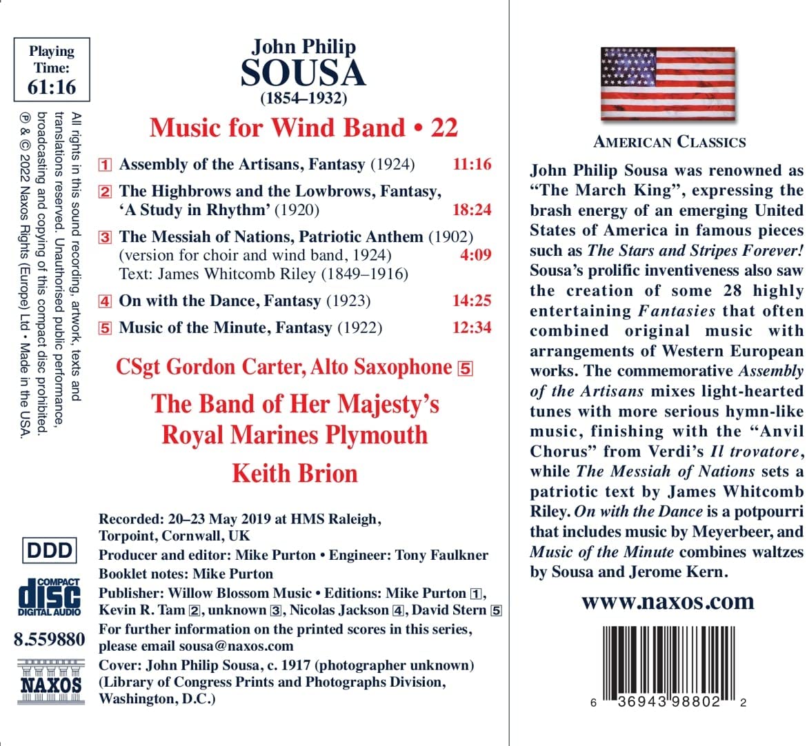 The Band of Her Majesty's Royal Marines Plymouth 존 필립 수자: 관악 밴드를 위한 작품 22집 (John Philip Sousa: Music For Wind Band Music 22) 