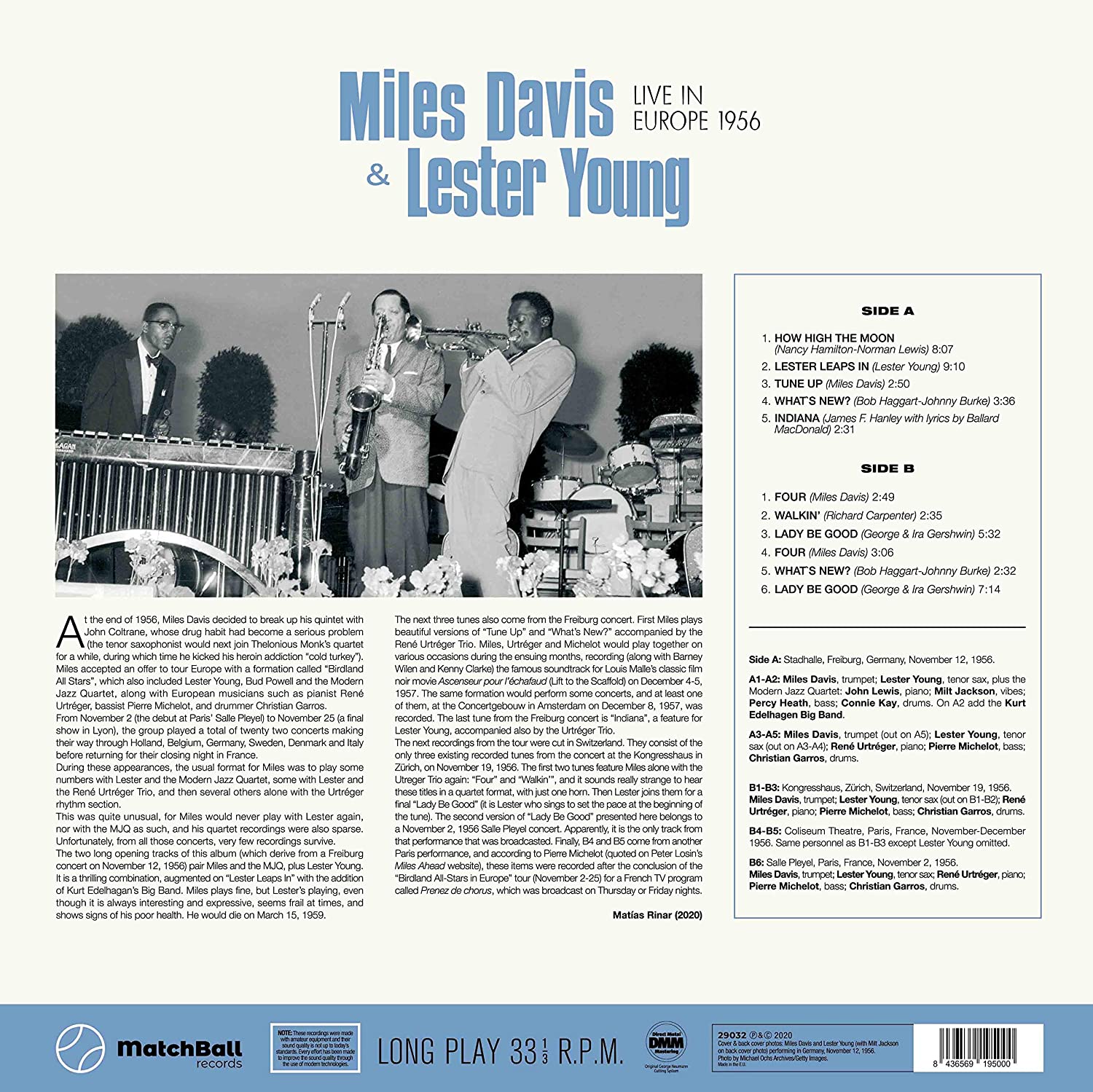 Miles Davis / Lester Young (마일즈 데이비스 / 레스터 영) - Live in Europe 1956 [LP] 