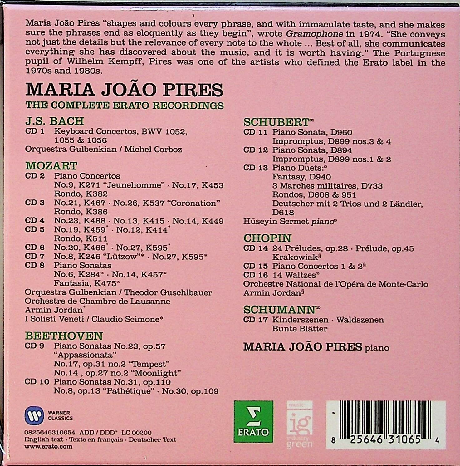 Maria Joao Pires 마리아 호앙 피레스 에라토 녹음 전집 (The Complete Erato Recordings)