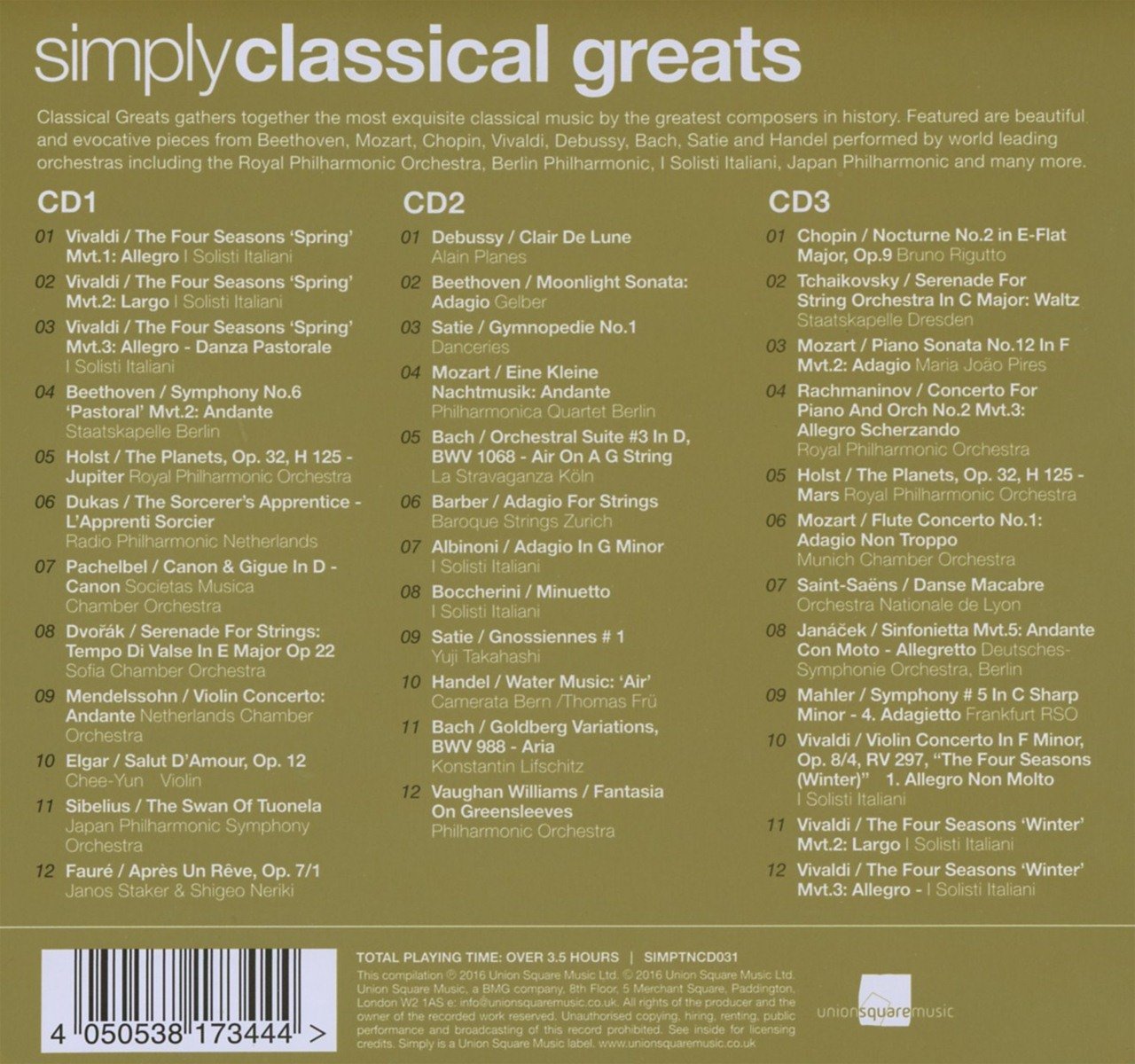 위대한 클래식 작곡가들의 대표 작품 모음집 (Simply Classical Greats) 