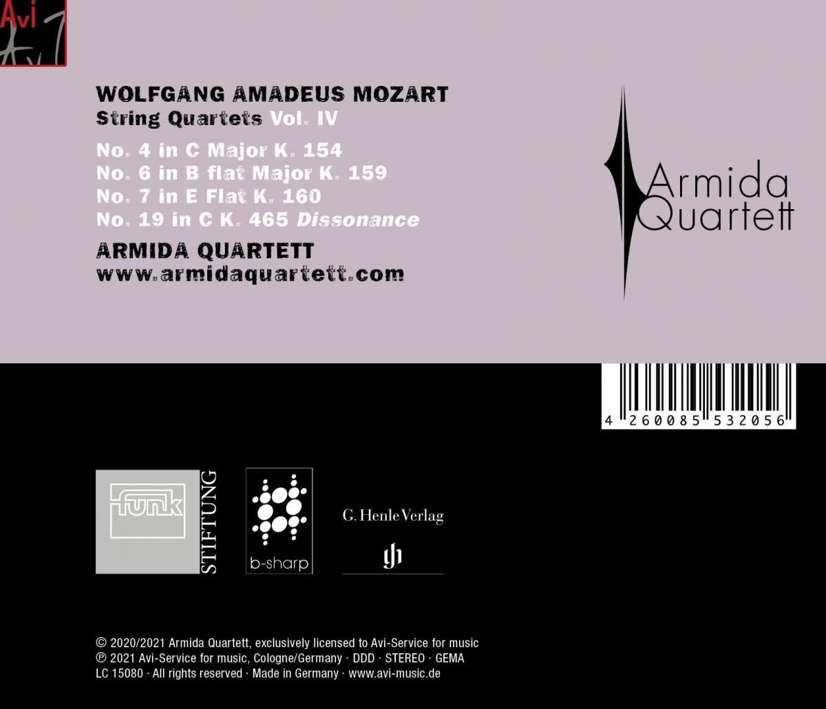 Armida Quartett 모차르트: 현악사중주 4, 6, 7, 19번 '불협화음' (Mozart: String Quartets K.154, K.159, K.160, K.465 'Dissonance') 