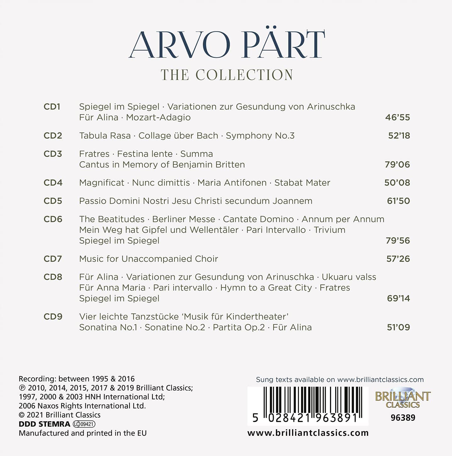 아르보 패르트: 기악, 합창 모음집 (Arvo Part: The Collection) 