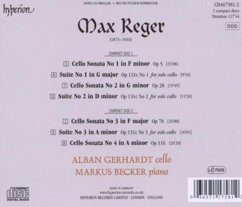 Markus Becker 레거: 첼로 소나타 1~4번, 무반주 첼로 조곡 1~3번 (Max Reger: Cello Sonatas, Suites) 