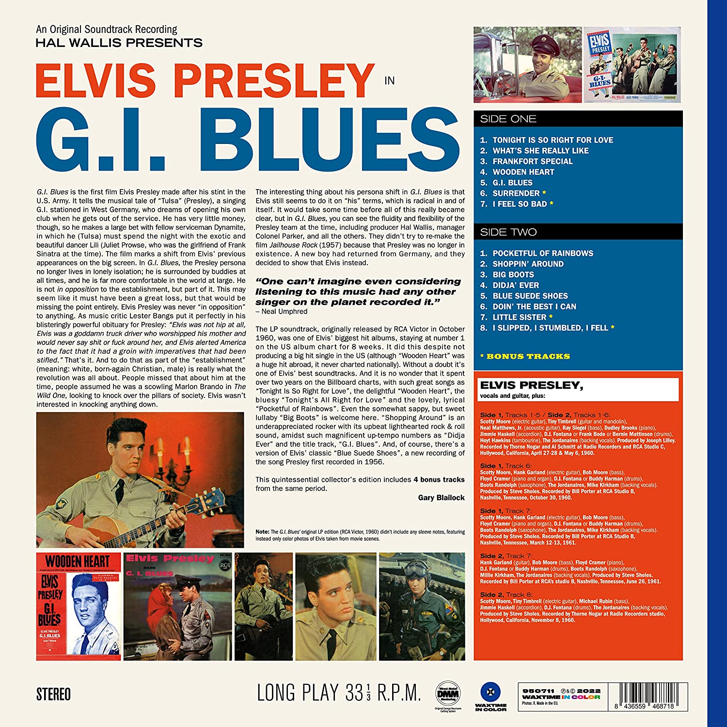 G.I. 블루스 영화음악 (G.I. Blues OST by Elvis Presley) [블루 컬러 LP] 