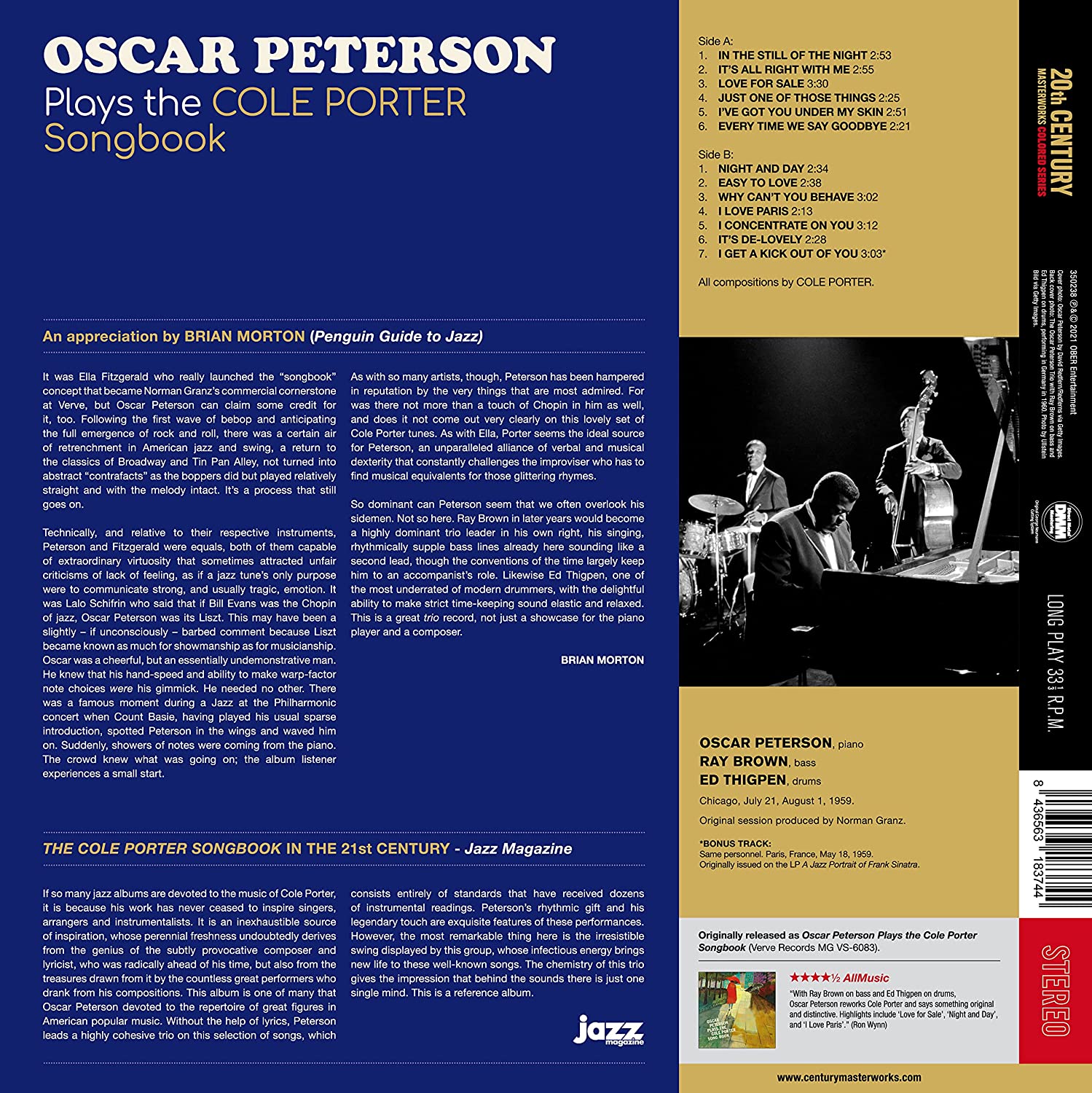 Oscar Peterson (오스카 피터슨) - Plays The Cole Porter Songbook [블루 컬러 LP] 