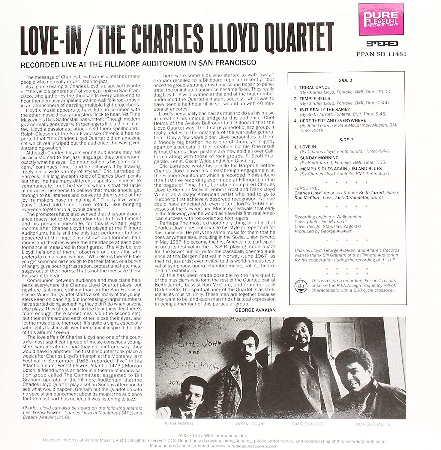 The Charles Lloyd Quartet (찰스 로이드 쿼텟) - Love-In [LP] 