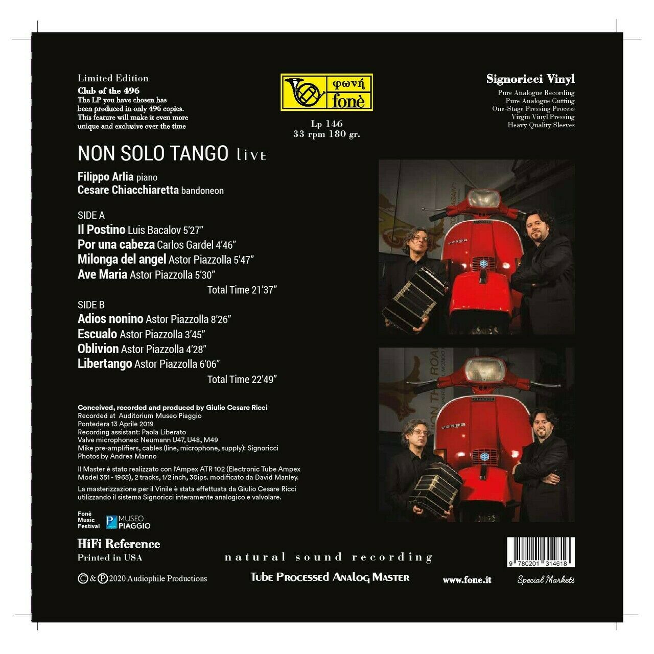 Filippo Arlia / Cesare Chiacchiaretta (필리포 알리아 / 체사레 키아키아레타) - Non Solo Tango Live [LP] 