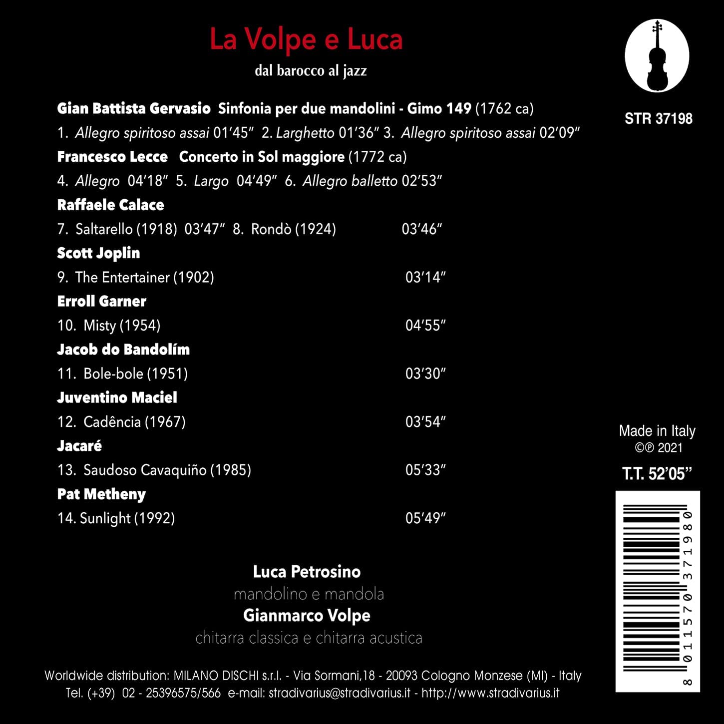 Luca Petrosino / Gianmarco Volpe 만돌린과 기타의 이중주로 연주하는 18세기 클래식과 20세기 재즈 음악 - 바로크부터 재즈까지 (La Volpe E Luca - Dal Barocco Al Jazz) 