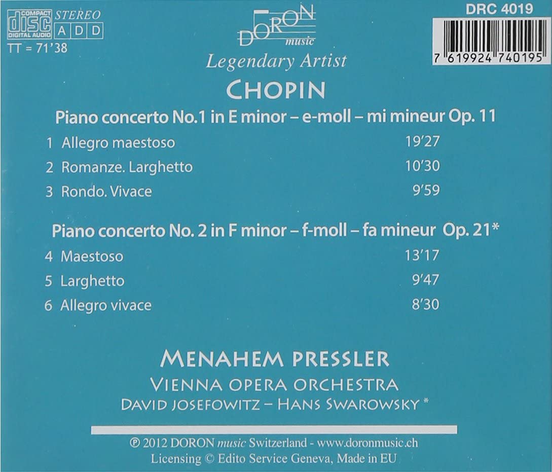 Menahem Pressler 쇼팽: 피아노 협주곡 1, 2번 - 메나헴 프레슬러 (Chopin: Piano Concertos Op.11, Op.22) 