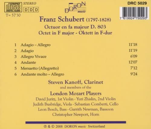 Steven Kanoff / London Mozart Players 슈베르트: 팔중주 (Schubert: Octet in F major, D.803) 