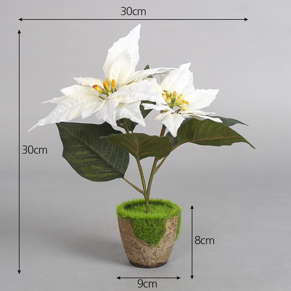 작은정원 포인세티아 조화 화분(화이트)/조화꽃 화분