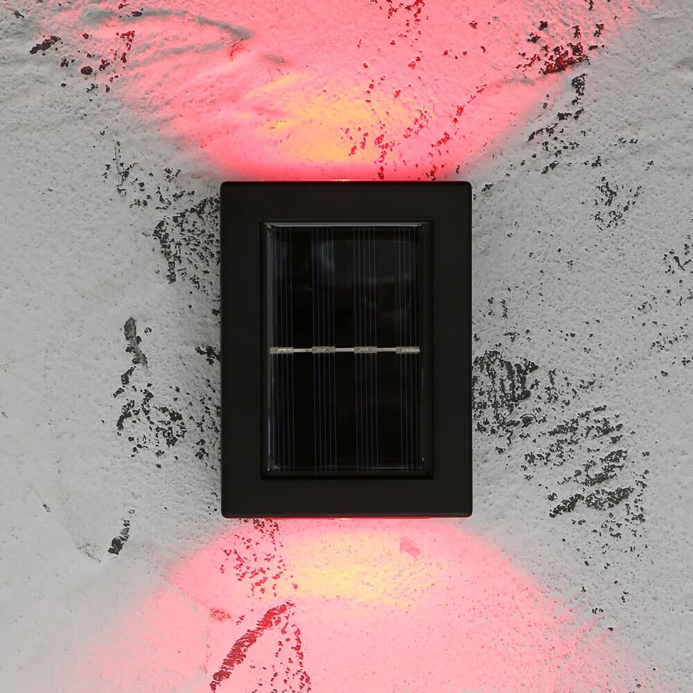 LED 솔라 블랙 태양광 벽부등 2p세트(레인보우)
