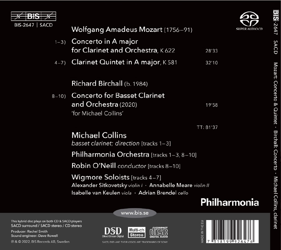 Michael Collins / Robin O'Neill 모차르트: 클라리넷 협주곡, 클라리넷 오중주 외 (Mozart: Clarinet Concerto K.622, Clarinet Quintet K.581) 