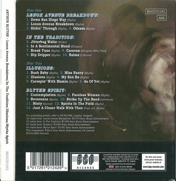 Arthur Blythe (아서 블라이스) - Four Arthur Blythe Albums On Two Discs - Lenox Avenue Breakdown / In The Tradition / Illusions / Blythe Spirit 