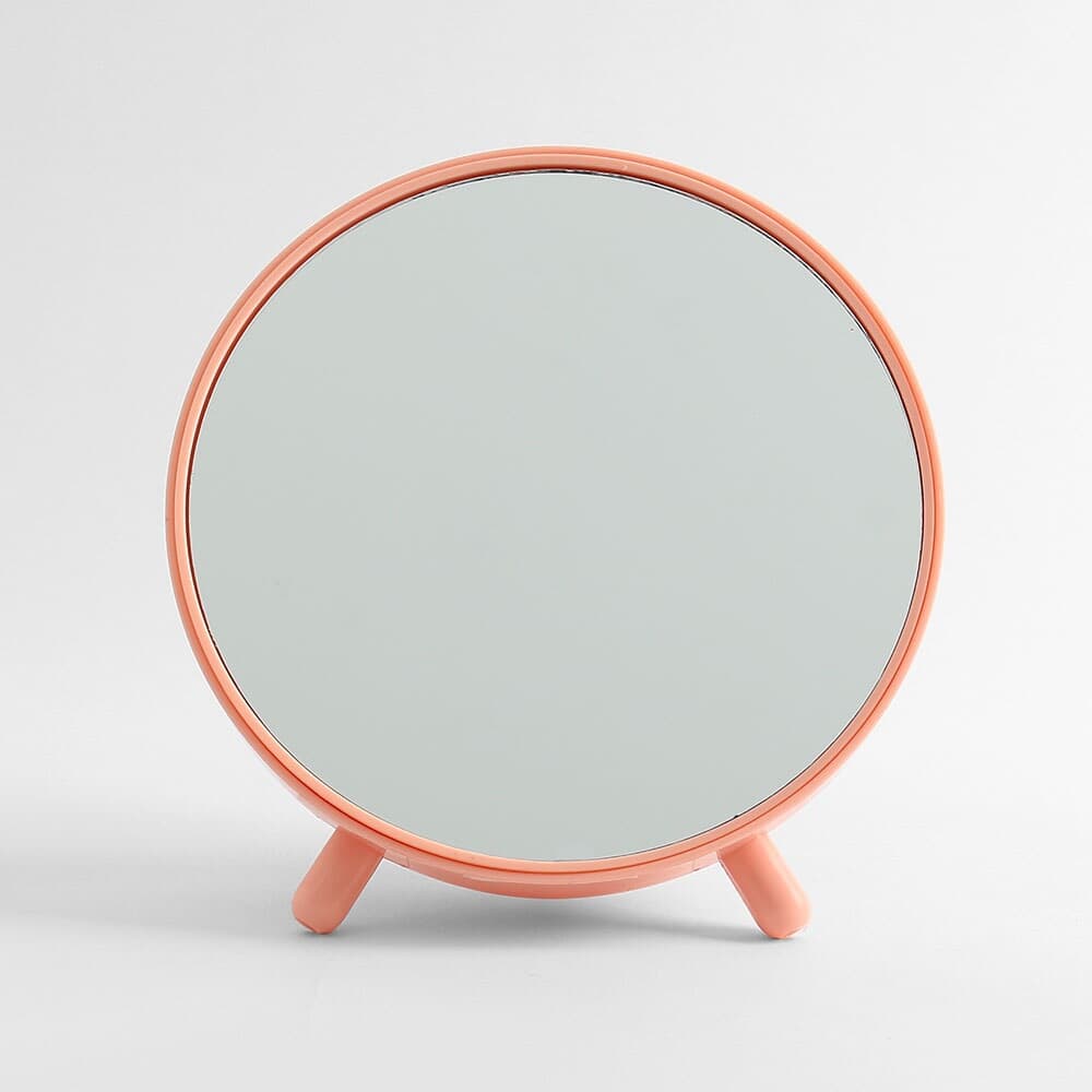 수납형 탁상거울(핑크) / 원형 화장거울