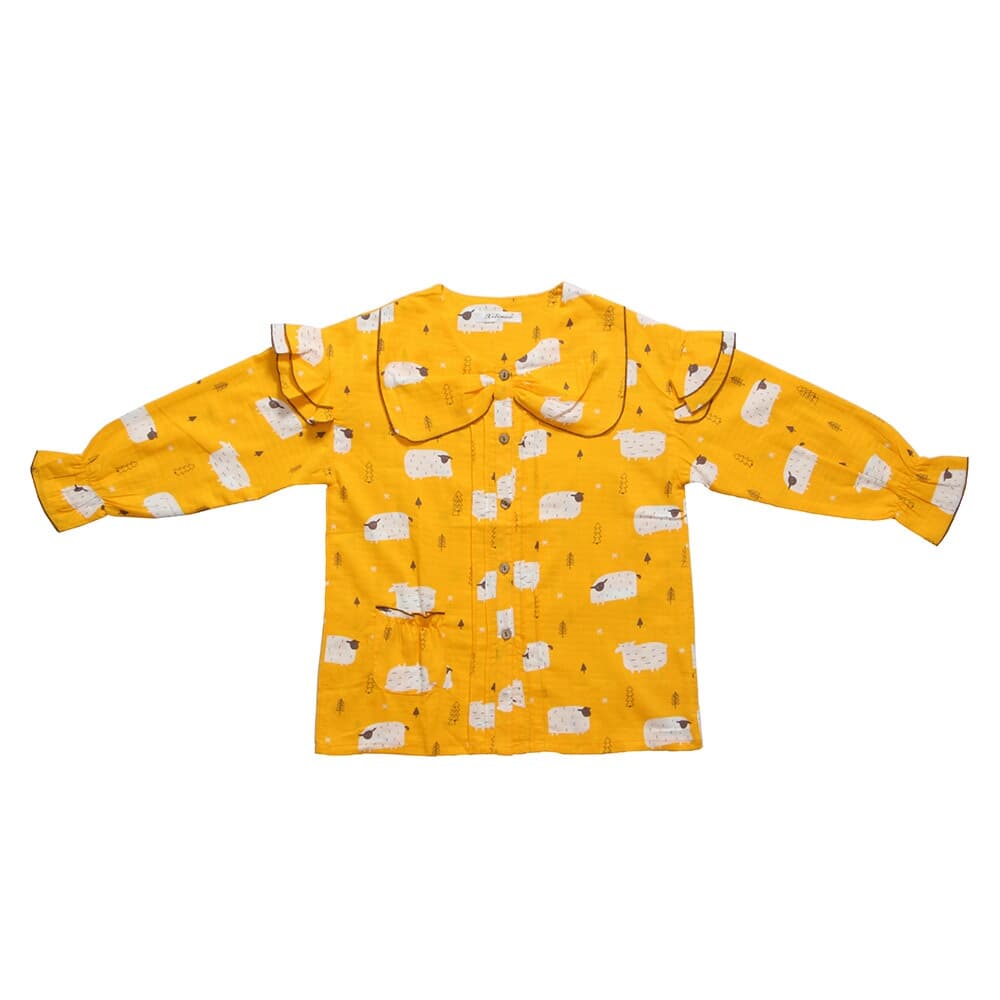 양떼목장 봄 잠옷세트(옐로우)/ XL 코튼 파자마세트