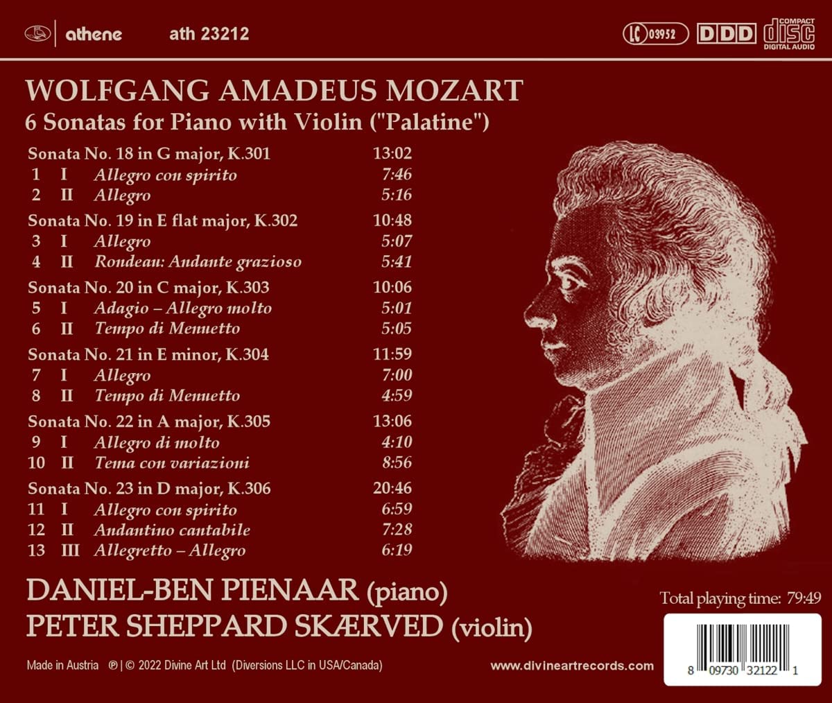 Peter Sheppard Skaerved 모차르트: 바이올린 소나타 18-23번 - 피터 셰파드 스캐르베드 (Mozart: Violin Sonatas K.301-306) 