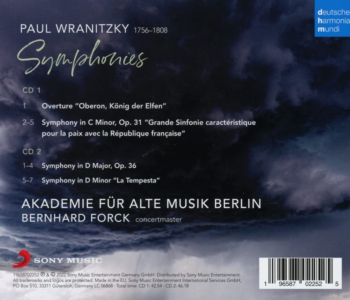 Bernhard Forck 폴 브라니츠키: 교향곡집 (Paul Wranitzky: Symphonies) 