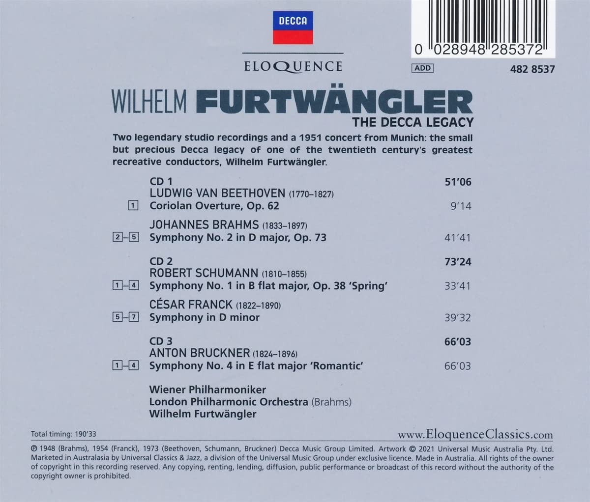 Wilhelm Furtwangler 빌헬름 푸르트벵글러 영국 데카 녹음 모음집 (The Decca Legacy) 