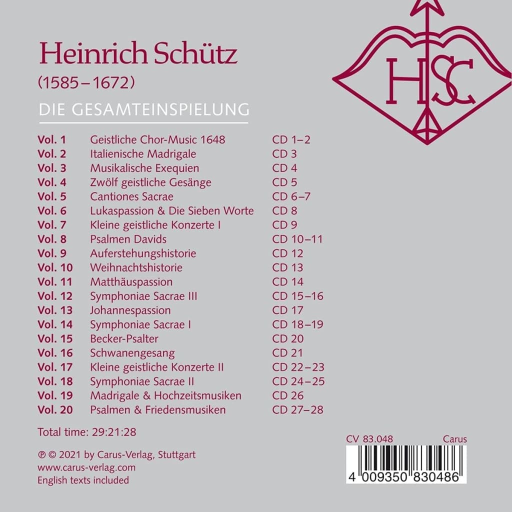 Hans-Christoph Rademann 쉬츠: 작품 전집 (Heinrich Schutz: Complete Works)
